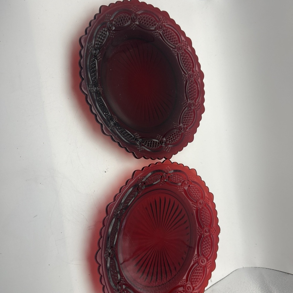 Avon "Cape Cod - Ruby Red" Two (2) Salad Plates - 7 1/2 Inch - Mint Condition